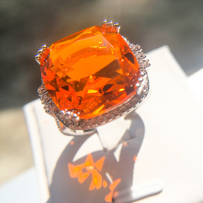 Luxury Exaggerated Orange Gemstone Ring