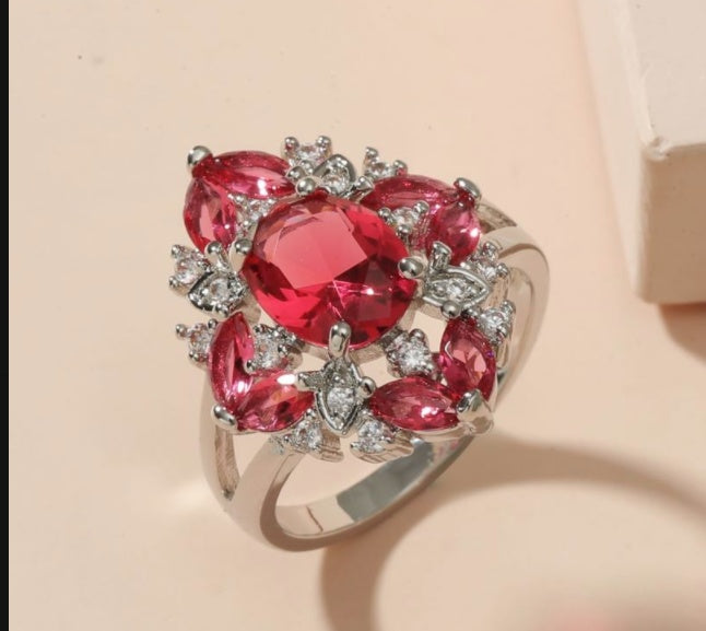 Blue Gemstone Ring Silver Plated Jewelry