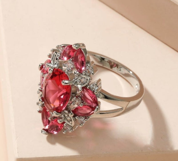 Blue Gemstone Ring Silver Plated Jewelry