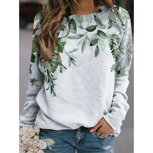 Womens Short-sleeve Printed Top With Long Sleeves