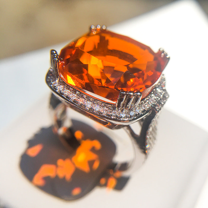 Luxury Exaggerated Orange Gemstone Ring