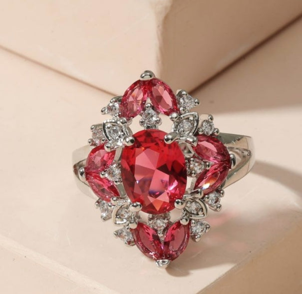 Blue Gemstone Ring Silver Plated Jewelry