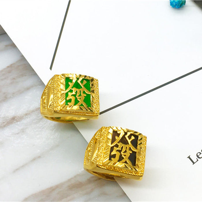 Gold Plated wedding jewelry inlaid with Black Agate rings